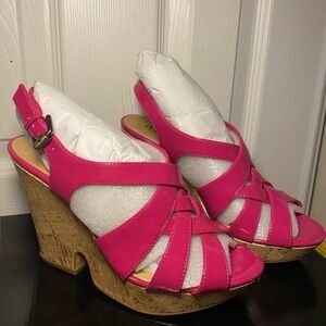y2k Hot Pink Sandal Wedges Size 8